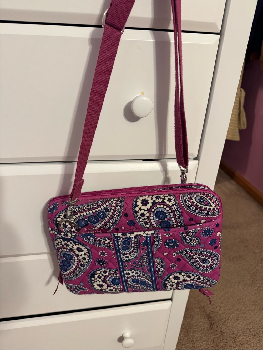 Vera Bradley Magenta Paisley Quilted Crossbody